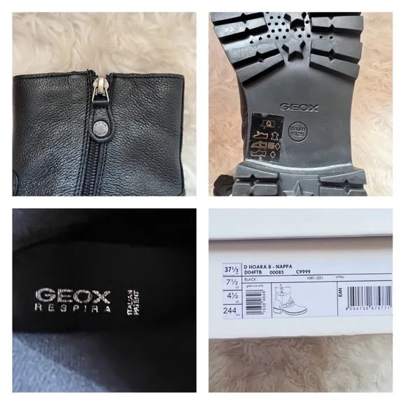 New! GEOX Hoara Studded Leather Moto Boots