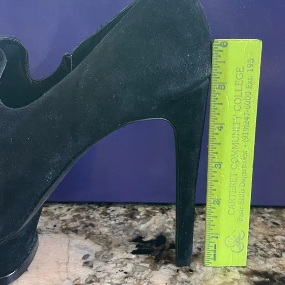 New Gianni Bini Black Suede Open Toe Platform Ankle Boot Heel Size 9.5