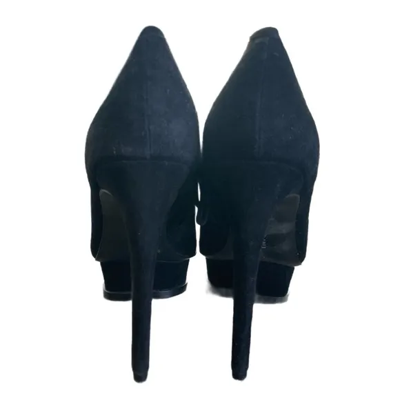 New Gianni Bini Black Suede Open Toe Platform Ankle Boot Heel Size 9.5