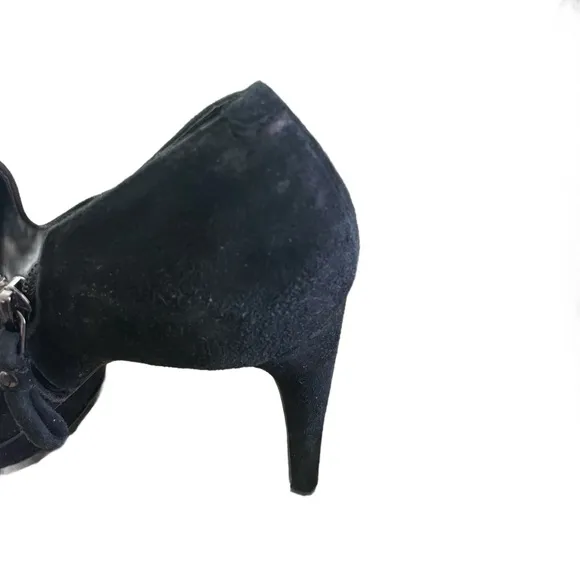 New Gianni Bini Black Suede Open Toe Platform Ankle Boot Heel Size 9.5