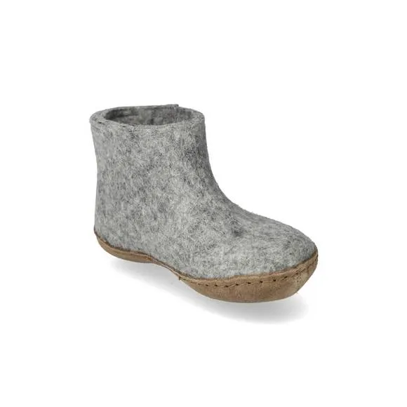 NEW GLERUPS kids felt boots with leather sole in grey