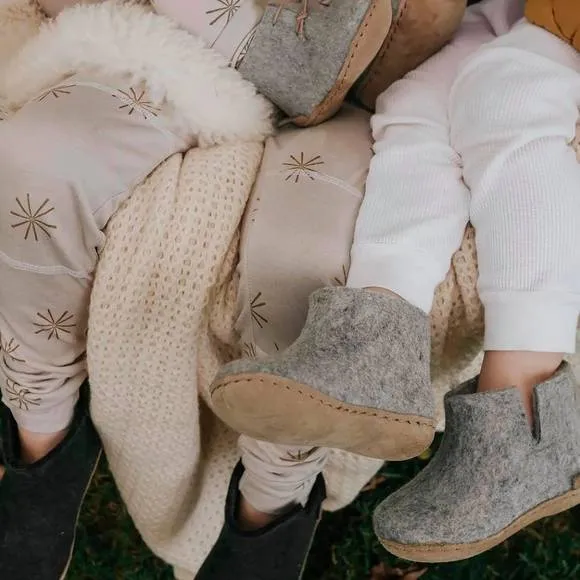 NEW GLERUPS kids felt boots with leather sole in grey