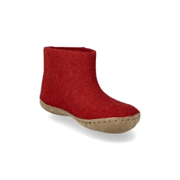 NEW GLERUPS kids felt boots with leather sole in red