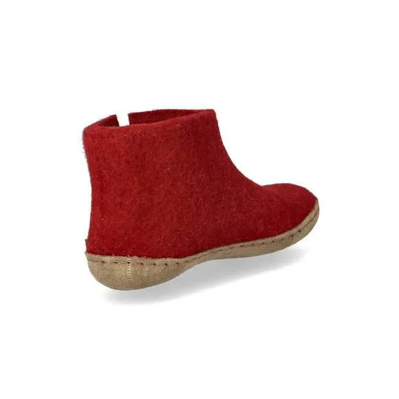 NEW GLERUPS kids felt boots with leather sole in red