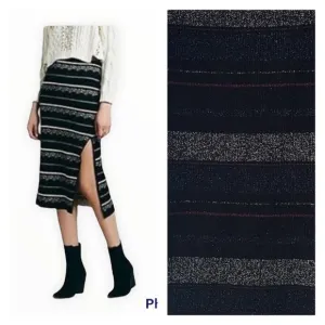 NEW HOUSE OF HARLOW 1960 x REVOLVE Black Striped Metallic Sweater Skirt Medium