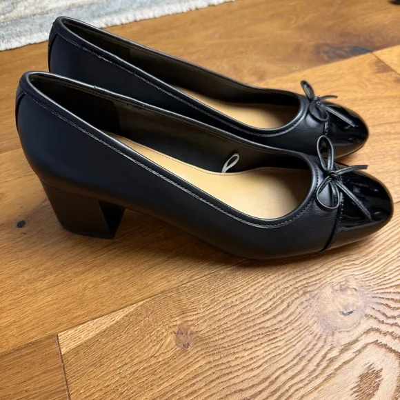 NEW J. Crew Cap Toe Ballet Block Heels Black Size 8