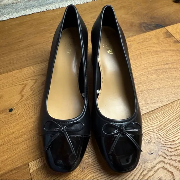 NEW J. Crew Cap Toe Ballet Block Heels Black Size 8