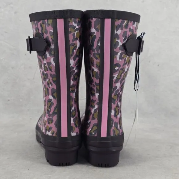 New Joules Rain Boots Mid Calf Molly Welly Pink Leopard Size US: 5 UK: 3