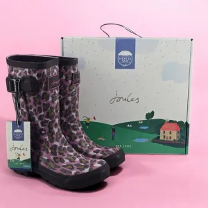 New Joules Rain Boots Mid Calf Molly Welly Pink Leopard Size US: 5 UK: 3