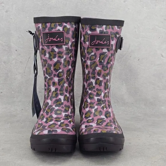 New Joules Rain Boots Mid Calf Molly Welly Pink Leopard Size US: 5 UK: 3