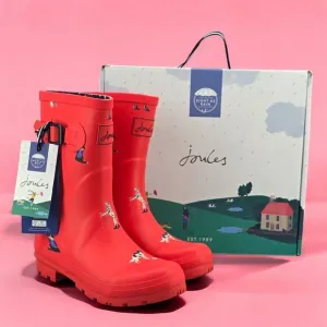 New‎ Joules Rain Boots Mid Calf Molly Welly Red Dogs Size US: 6 UK: 4