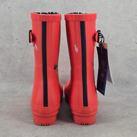 New‎ Joules Rain Boots Mid Calf Molly Welly Red Dogs Size US: 6 UK: 4