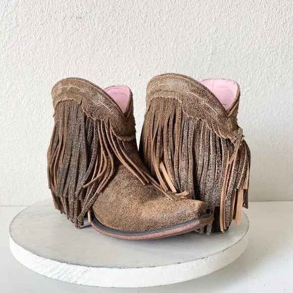 NEW Junk Gypsy SPITFIRE Lane Cowboy Boots Womens 5.5 Brown Western Fringe Short