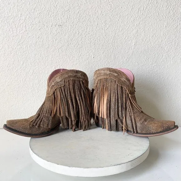 NEW Junk Gypsy SPITFIRE Lane Cowboy Boots Womens 5.5 Brown Western Fringe Short