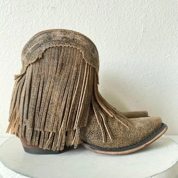 NEW Junk Gypsy SPITFIRE Lane Cowboy Boots Womens 5.5 Brown Western Fringe Short