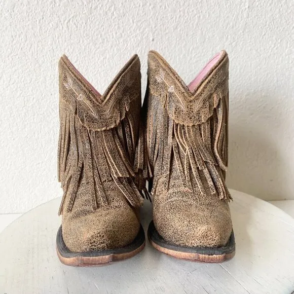 NEW Junk Gypsy SPITFIRE Lane Cowboy Boots Womens 5.5 Brown Western Fringe Short