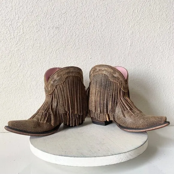 NEW Junk Gypsy SPITFIRE Lane Cowboy Boots Womens 5.5 Brown Western Fringe Short