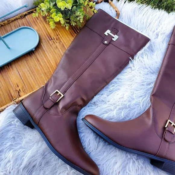 New Karen Scott Faux Leather Buckle Detail Riding Boots Sz 12