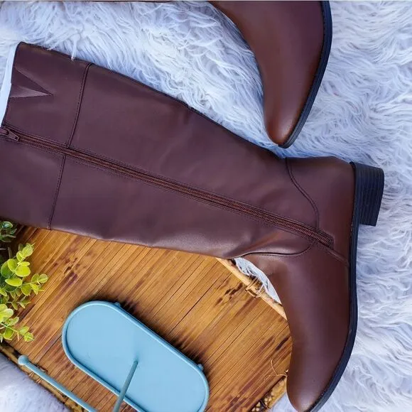 New Karen Scott Faux Leather Buckle Detail Riding Boots Sz 12