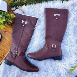 New Karen Scott Faux Leather Buckle Detail Riding Boots Sz 12