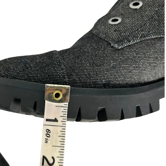 New KARL LAGERFELD Black Bedazzled Embellished Platform Lug Boots US 8.5 /EU39