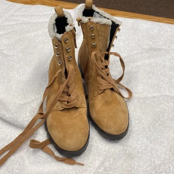 NEW Kate Spade Brown Raegan Faux Shearling Size 8 Lined Boots Booties s2.16