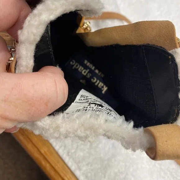 NEW Kate Spade Brown Raegan Faux Shearling Size 8 Lined Boots Booties s2.16