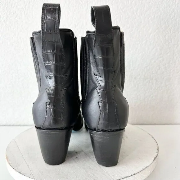 NEW Lane CHELSEA Womens Cowboy Boots 11 Western Black Leather Short Ankle Bootie