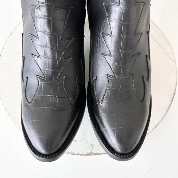 NEW Lane CHELSEA Womens Cowboy Boots 11 Western Black Leather Short Ankle Bootie