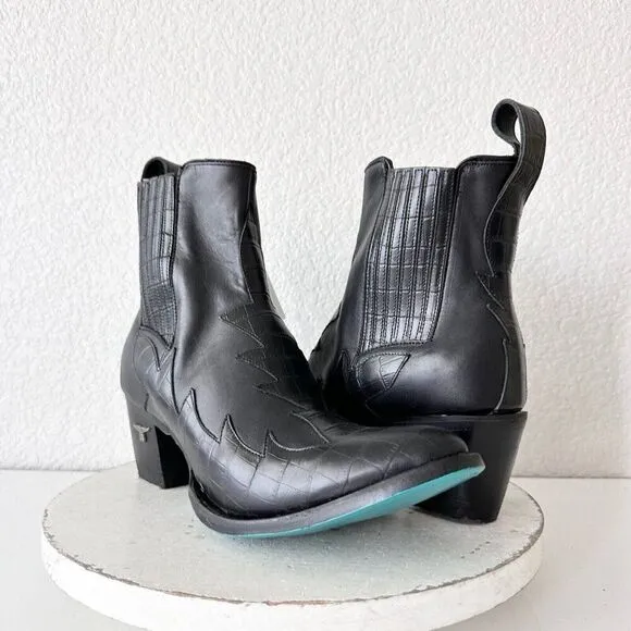 NEW Lane CHELSEA Womens Cowboy Boots 11 Western Black Leather Short Ankle Bootie