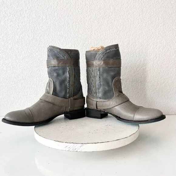 NEW Lane DUSTOFF Gray Womens Boots Size 8 Leather Western Cowboy Moto Military