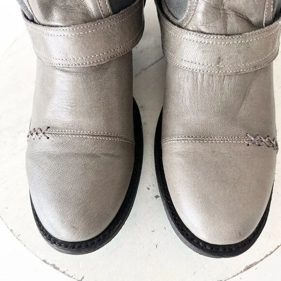 NEW Lane DUSTOFF Gray Womens Boots Size 8 Leather Western Cowboy Moto Military