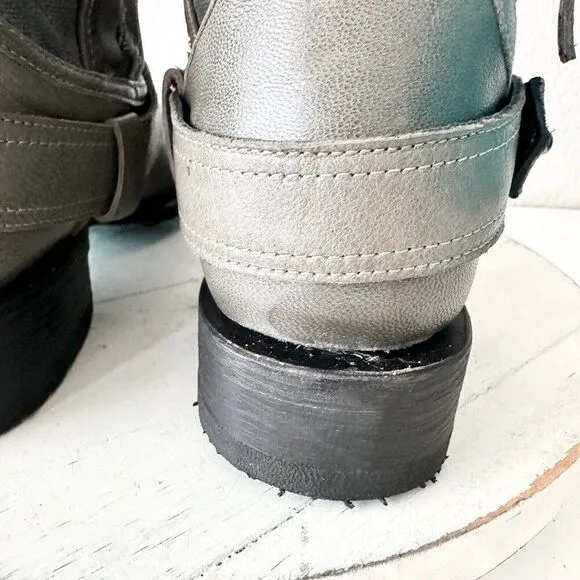 NEW Lane DUSTOFF Gray Womens Boots Size 8 Leather Western Cowboy Moto Military