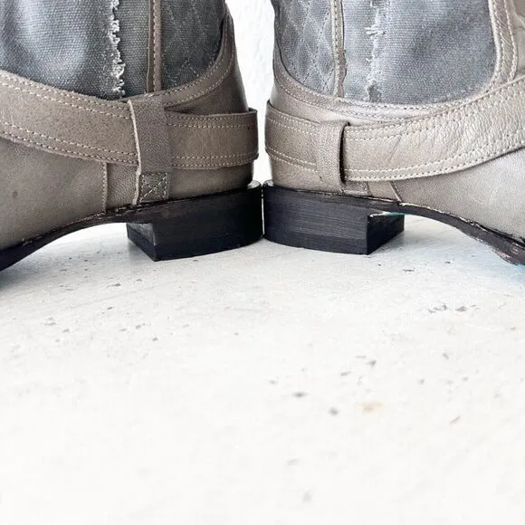 NEW Lane DUSTOFF Gray Womens Boots Size 8 Leather Western Cowboy Moto Military