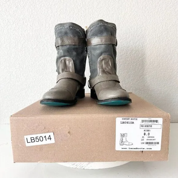 NEW Lane DUSTOFF Gray Womens Boots Size 8 Leather Western Cowboy Moto Military