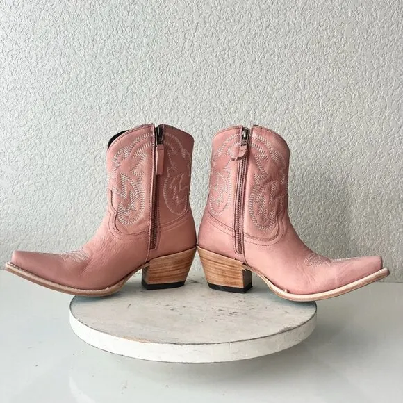 New Lane SMOKESHOW Pink Cowboy Boots Womens 7 Short Western Cowgirl Ankle Bootie