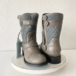 NEW Lane DUSTOFF Womens Cowboy Boots 9 Gray Leather Western Cowgirl Short Ankle
