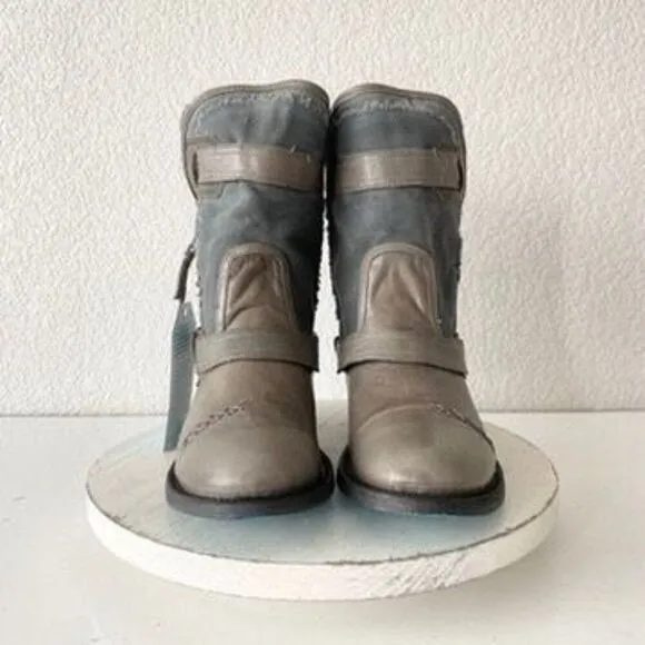 NEW Lane DUSTOFF Womens Cowboy Boots 9 Gray Leather Western Cowgirl Short Ankle