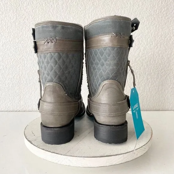 NEW Lane DUSTOFF Womens Cowboy Boots 9 Gray Leather Western Cowgirl Short Ankle