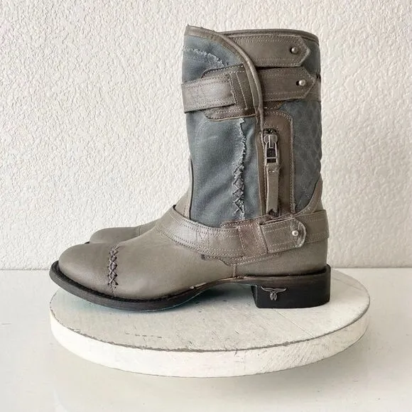 NEW Lane DUSTOFF Womens Cowboy Boots Size 8.5 Gray Leather Western Cowgirl Short