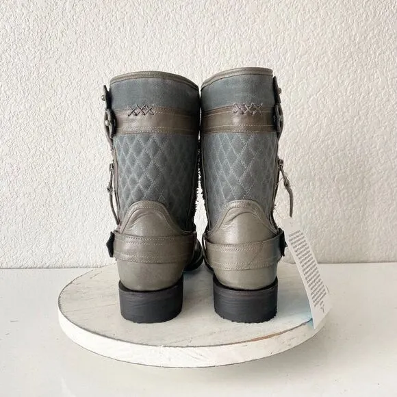 NEW Lane DUSTOFF Womens Cowboy Boots Size 8.5 Gray Leather Western Cowgirl Short