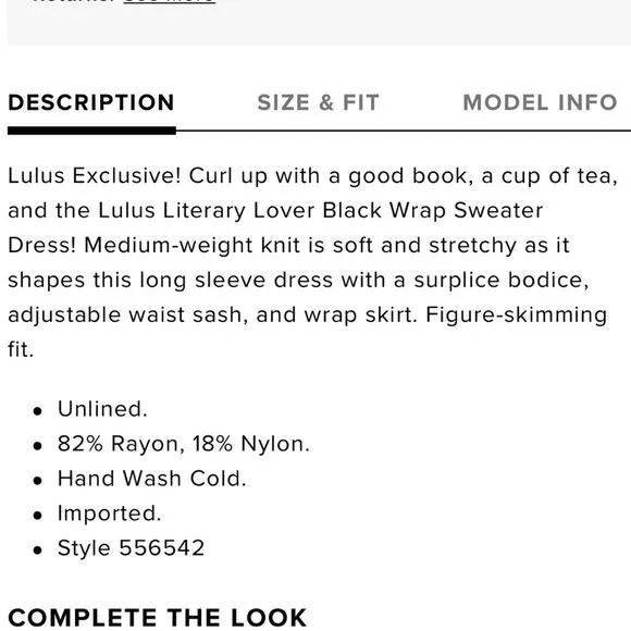 NEW Lulus Literary Lover Black Wrap Knit Sweater Dress Long Sleeves. Women Small