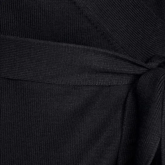 NEW Lulus Literary Lover Black Wrap Knit Sweater Dress Long Sleeves. Women Small