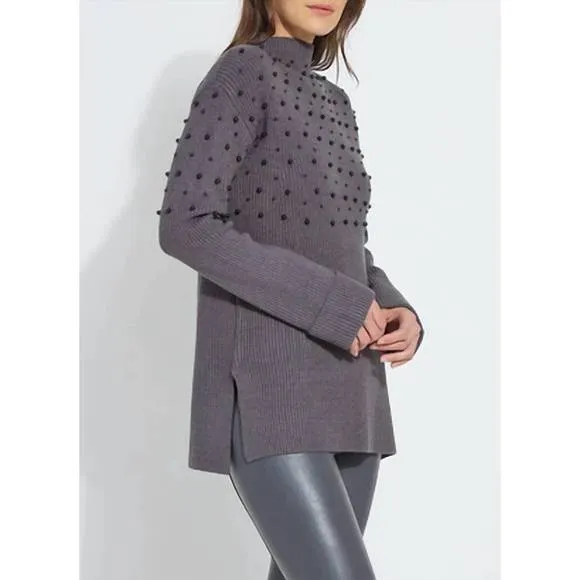 NEW LYSSE winona pearl pullover sweater in grey