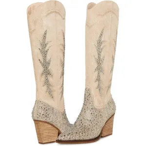 NEW Madden Girl Western Knee Hi Boots Apple Sand Rhinestone Embellish