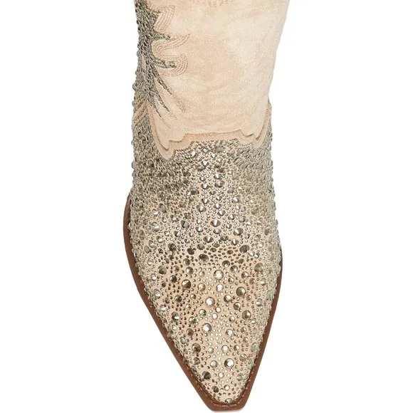 NEW Madden Girl Western Knee Hi Boots Apple Sand Rhinestone Embellish