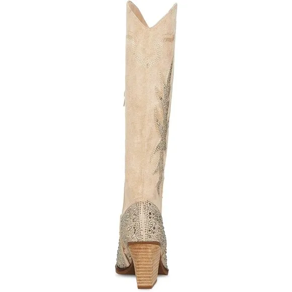 NEW Madden Girl Western Knee Hi Boots Apple Sand Rhinestone Embellish