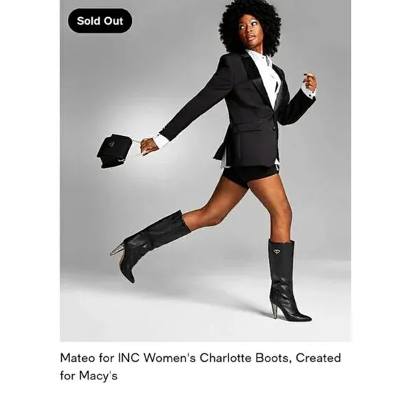 New Mateo for INC Black  International Concepts Charlotte Heeled Boots Size 6.5
