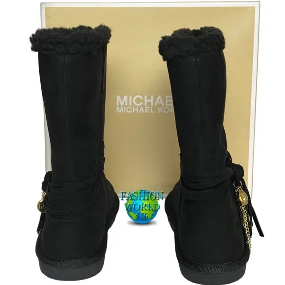 NEW MICHAEL KORS BIG GIRLS PAMINA WINTER BOOTS SIZE 5Y BLACK