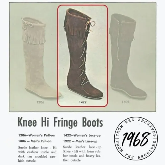 New Minnetonka Front Lace Knee High Boot Size 6 - Tan
